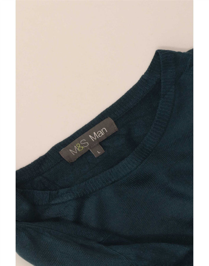 Ανδρικό πουλόβερ Marks & Spencer Boat Neck Jumper Large Green