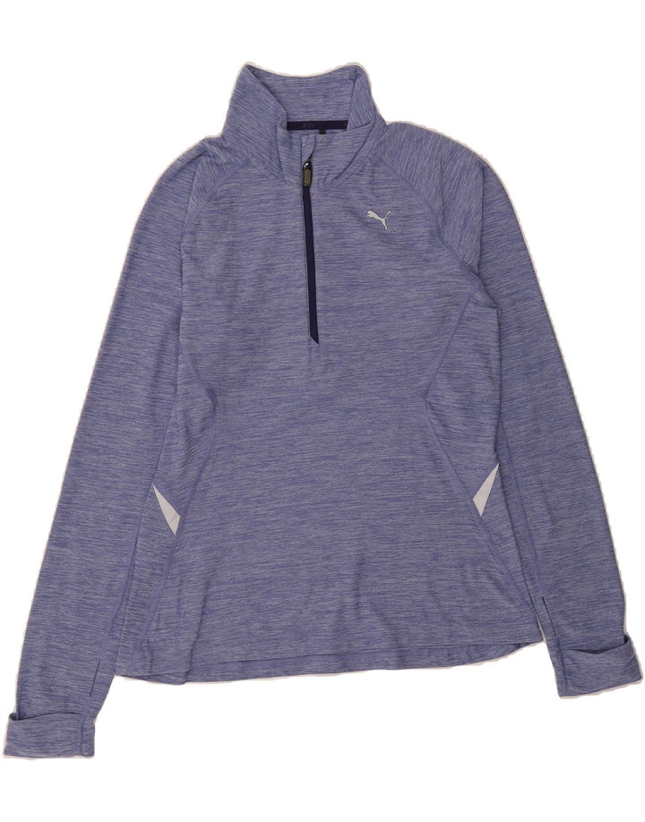 FILA Womens Zip Neck Pullover Tracksuit Top UK 14 Medium  Blue Flecked Vintage Fila and Second-Hand Fila from Messina Hembry 