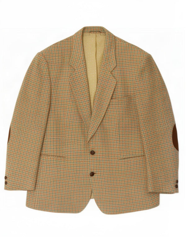 Vintage Ανδρικό σακάκι με 2 κουμπιά σακάκι IT 52 XL Πράσινο μαλλί Houndstooth