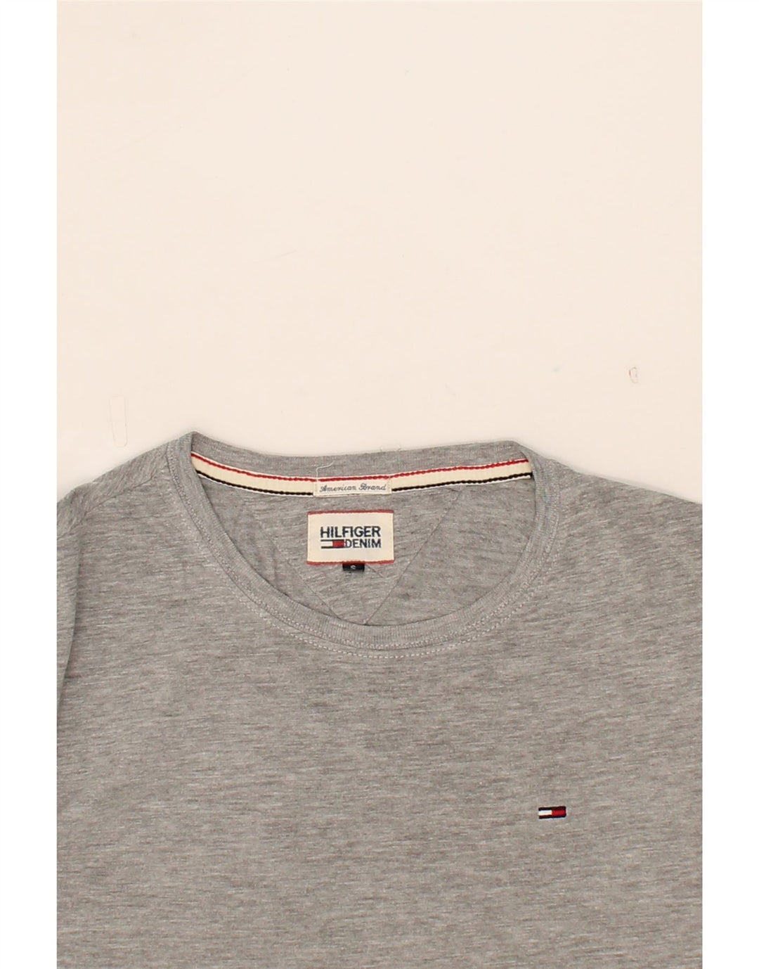 TOMMY HILFIGER Mens T-Shirt Top Small Grey Cotton Vintage Tommy Hilfiger and Second-Hand Tommy Hilfiger from Messina Hembry 