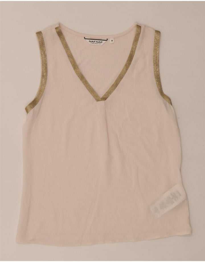 Naf Naf Γυναικείο See Through Vest Top UK 12 Medium Pink Polyester