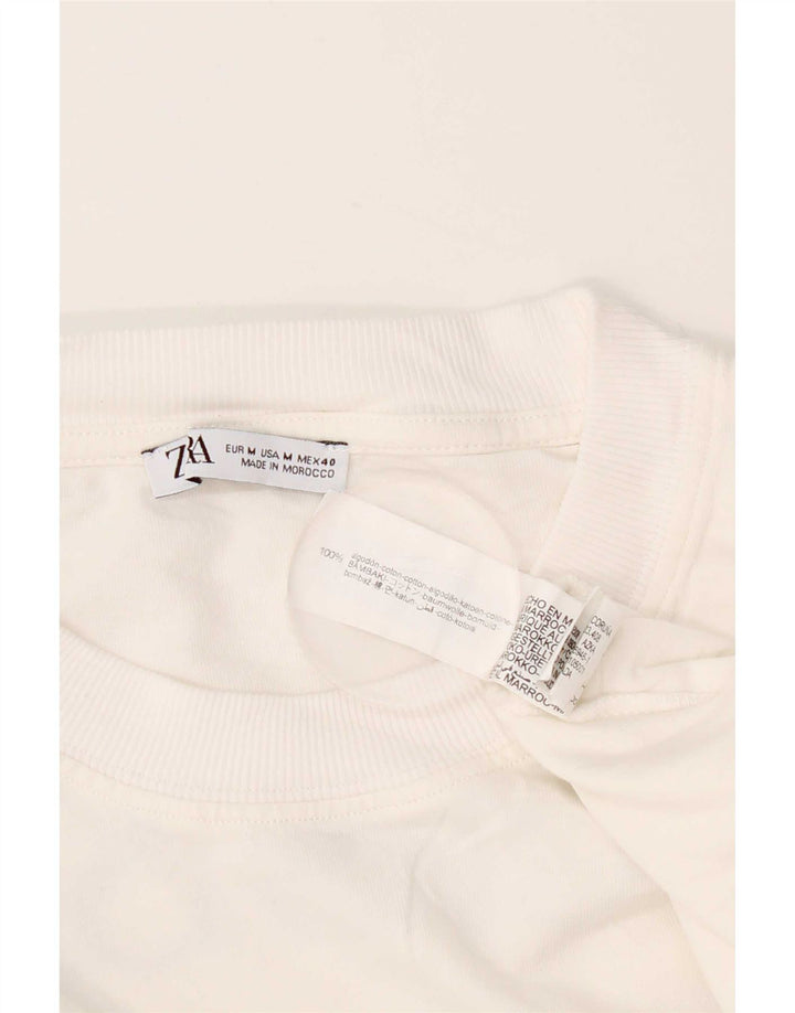 Ανδρικό γραφικό T-Shirt Zara Top Μεσαίο λευκό βαμβακερό