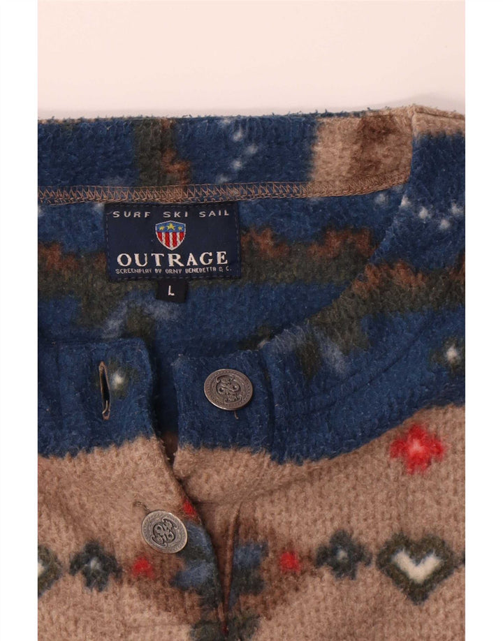 Vintage Ανδρικό Fleece Jumper Μεγάλο πολύχρωμο Fair Isle Polyester