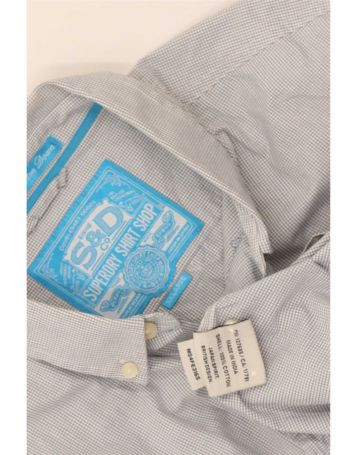 Ανδρικό πουκάμισο Superdry 2XL Λευκό βαμβακερό Gingham