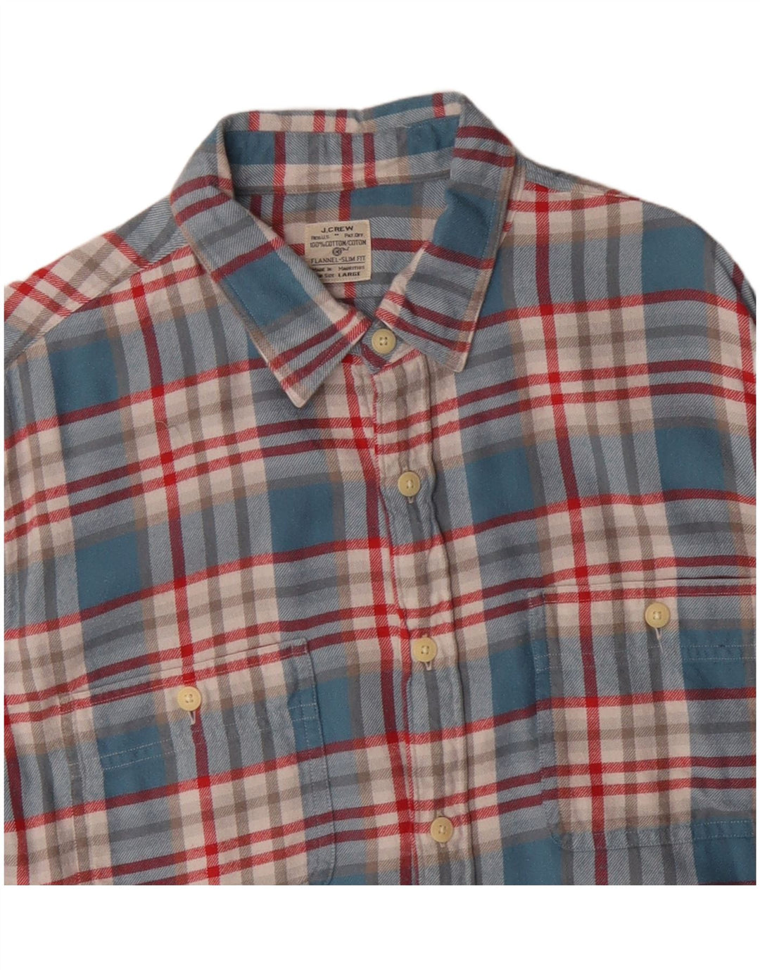 J. CREW Ανδρικό φανελένιο πουκάμισο Slim Fit Large Blue Check Cotton