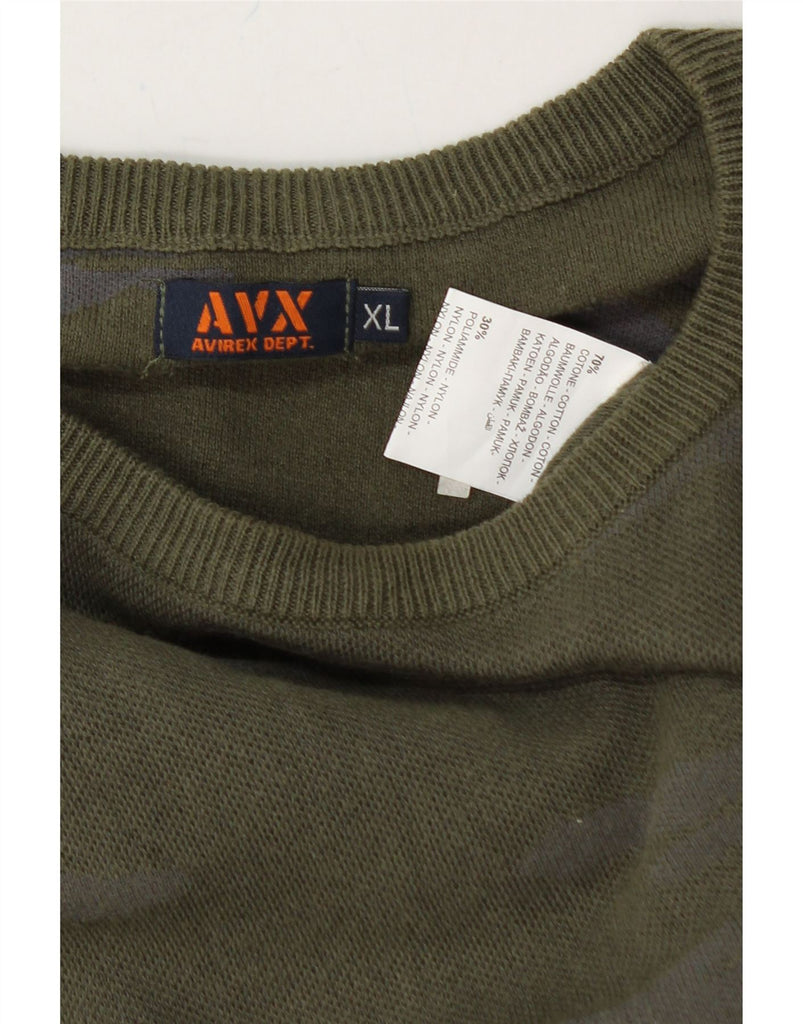 AVIREX Womens Crew Neck Jumper Sweater UK 18 XL Green Camouflage Cotton Vintage Avirex and Second-Hand Avirex from Messina Hembry 