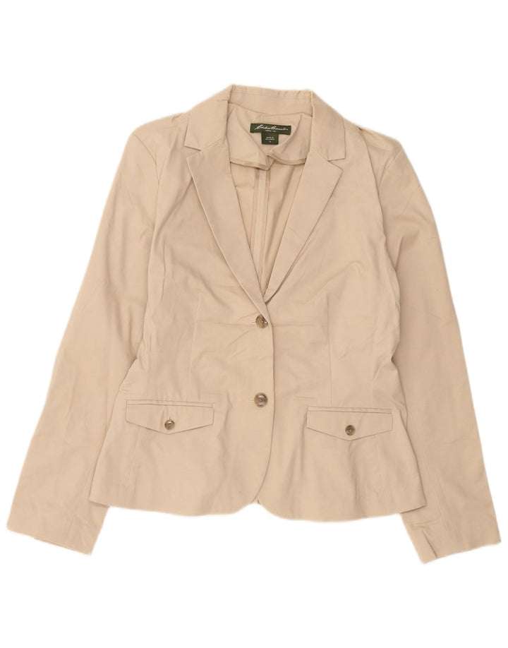 EDDIE BAUER Γυναικείο μπλέιζερ με 2 κουμπιά μπουφάν US 10 μεγάλο μπεζ βαμβακερό