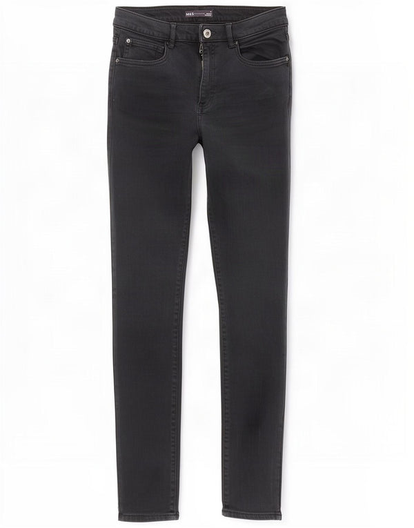 Marks & Spencer Γυναικεία Skinny Jeans UK 10 Small W26 L28 Black Lycra