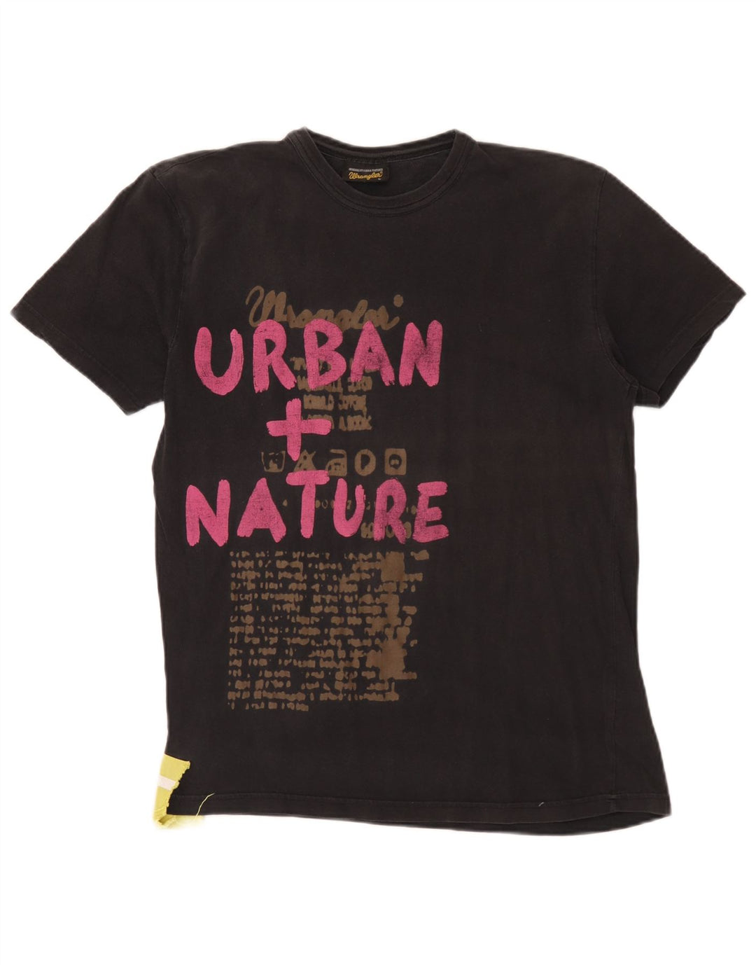 Ανδρικό γραφικό T-Shirt Wrangler Top μεγάλο μαύρο βαμβακερό