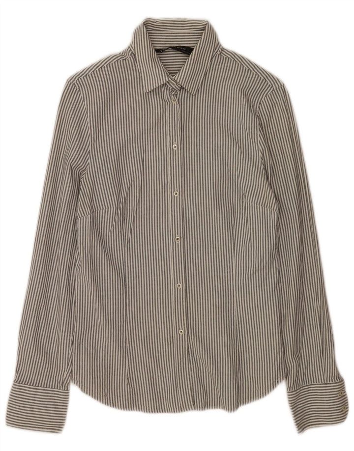 Zara Γυναικείο πουκάμισο UK 12 Βαμβακερό μεσαίο γκρι ρίγες