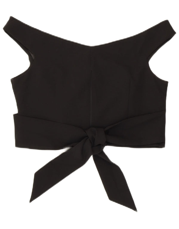 Coast Womens Crop Off Shoulder Top UK 16 Large Black Polyester
