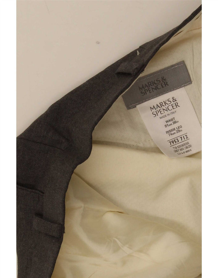 Marks & Spencer Ανδρικό κοστούμι Crop Παντελόνι W36 L24 Γκρι μαλλί