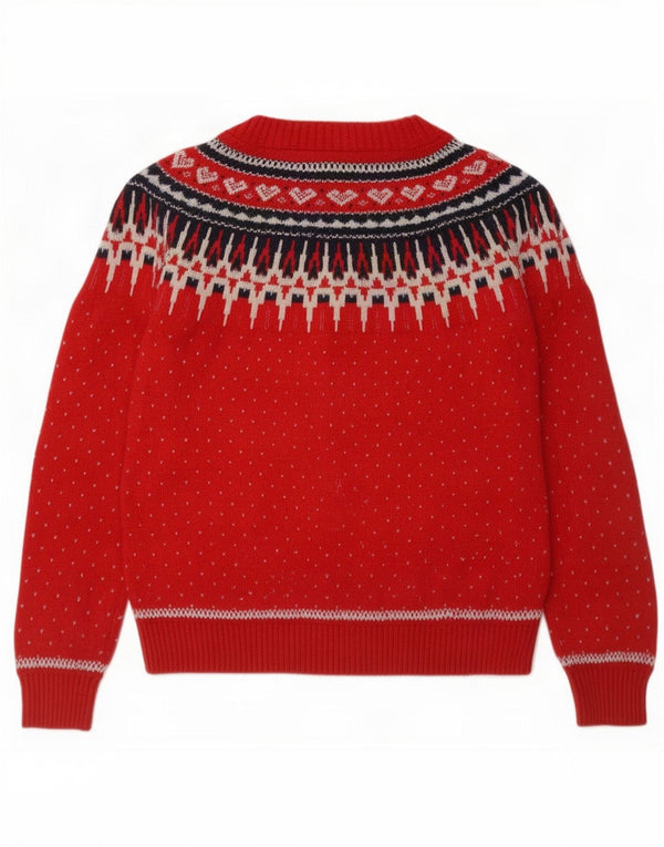 Fat Face Γυναικείο πουλόβερ με λαιμόκαυστο UK 14 Large Red Fair Isle Cotton