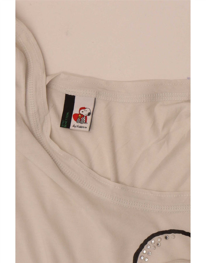 Γυναικείο γραφικό μπλουζάκι Benetton Peanuts Top UK 12 Medium White