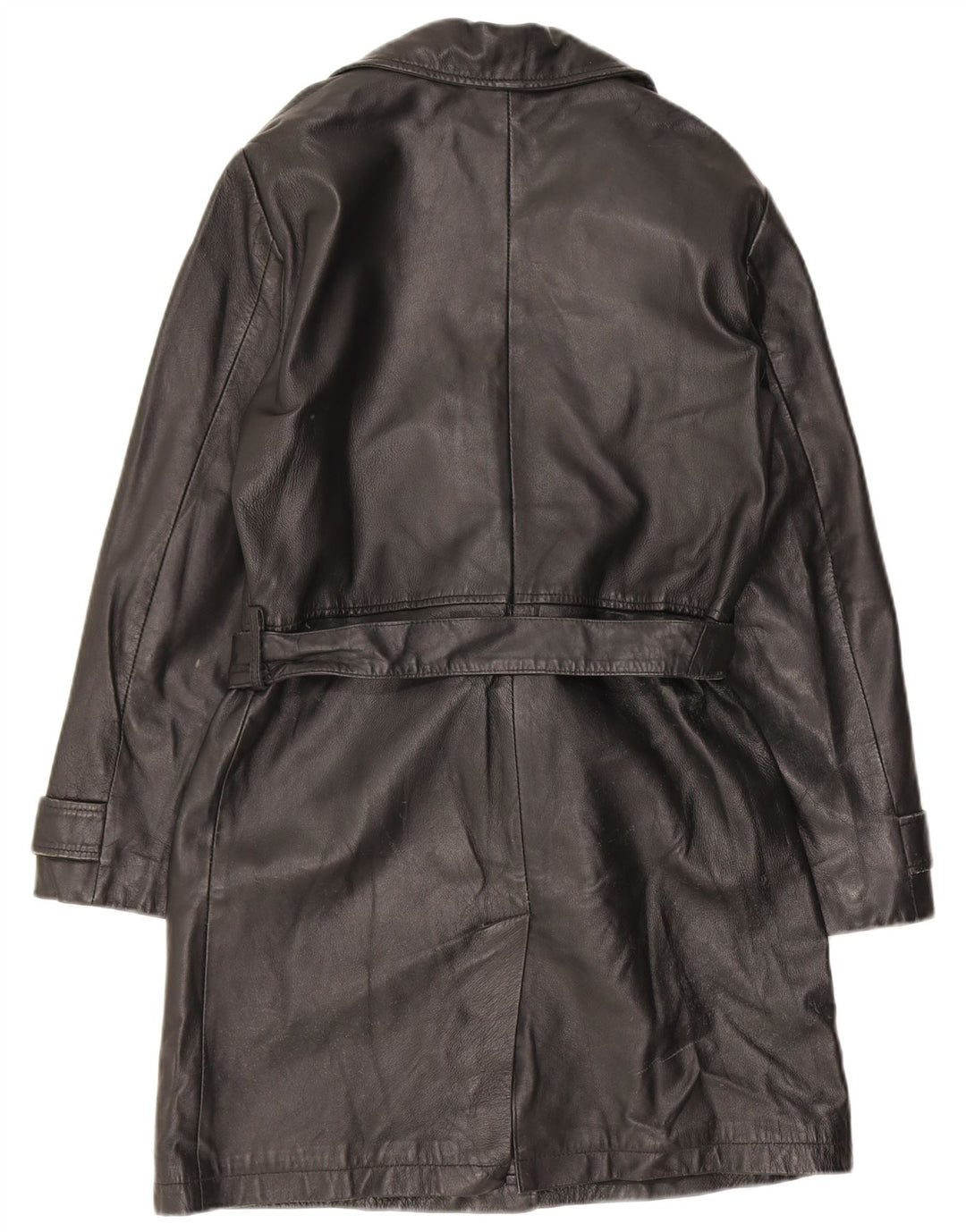 Stefanel Γυναικείο Δερμάτινο Παλτό UK 14 Medium Black Leather