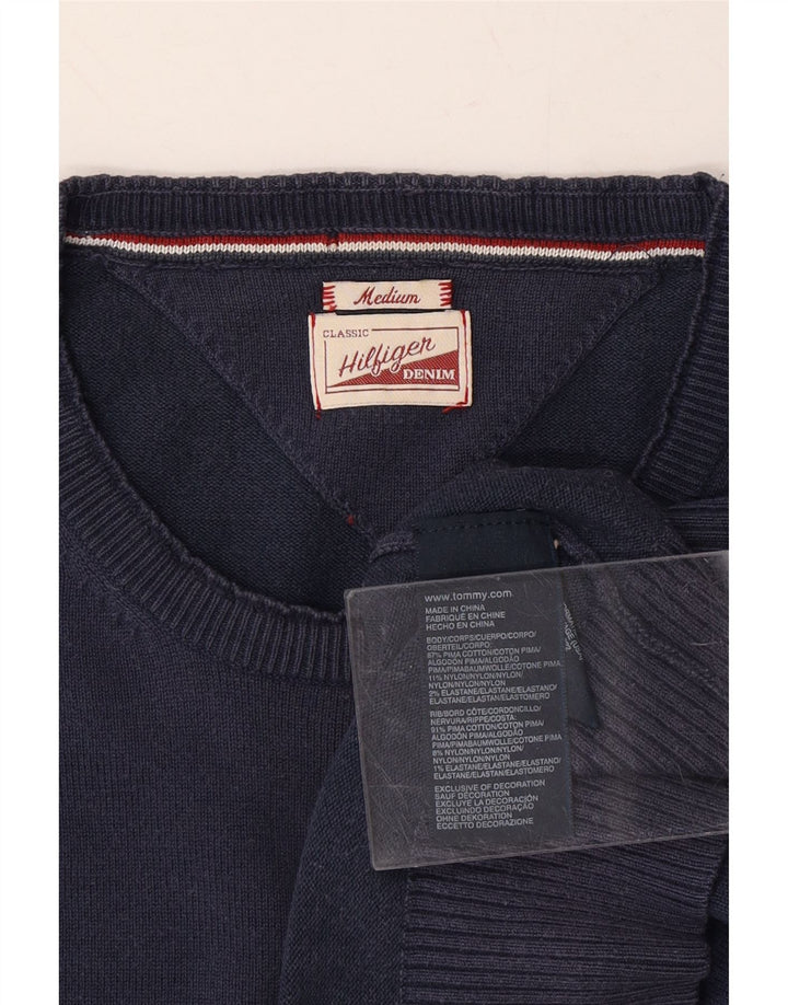 TOMMY HILFIGER Mens Classic Crew Neck Jumper Sweater Medium Navy Blue Vintage Tommy Hilfiger and Second-Hand Tommy Hilfiger from Messina Hembry 