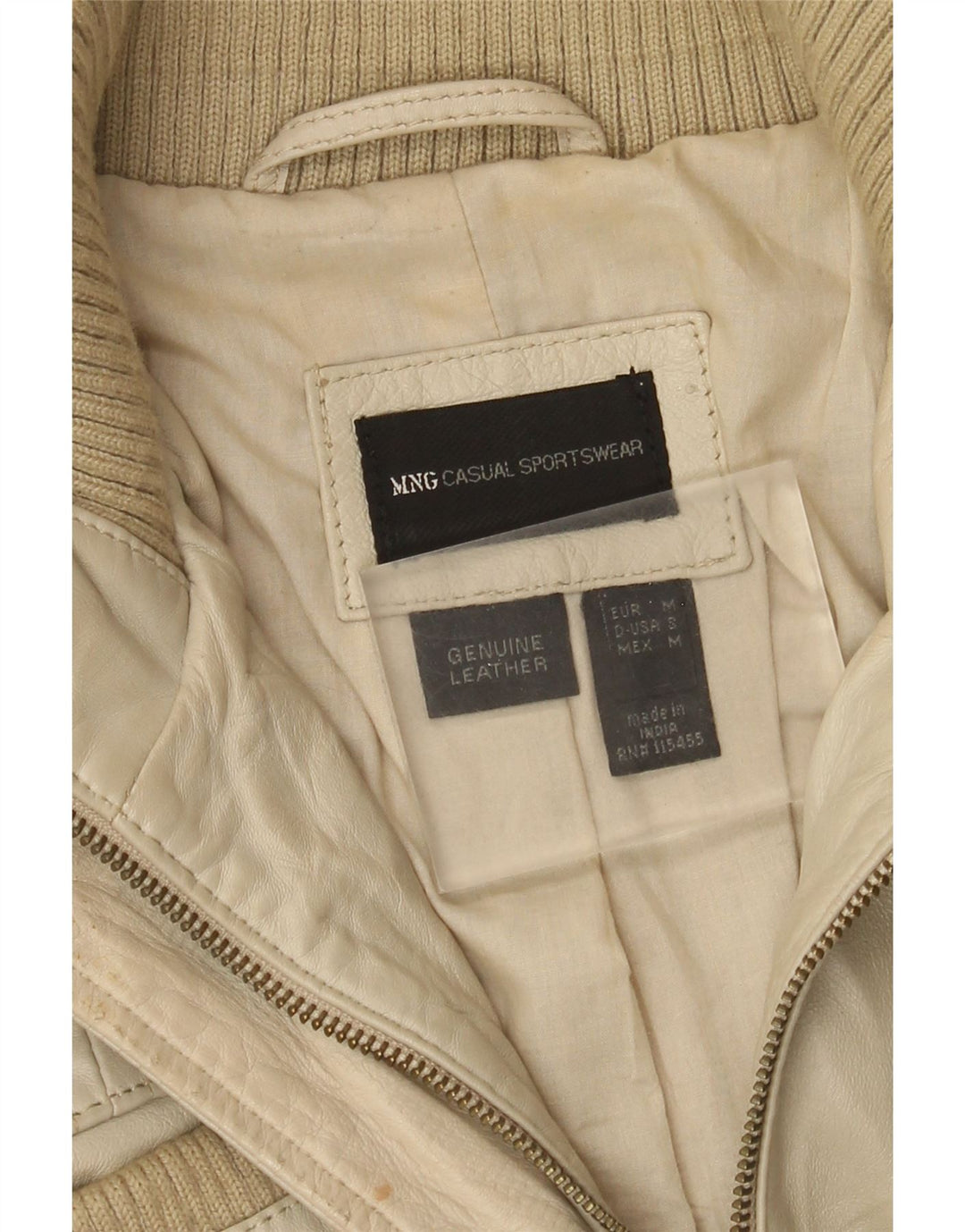 Mango Γυναικείο Δερμάτινο Μπουφάν UK 12 Medium Beige