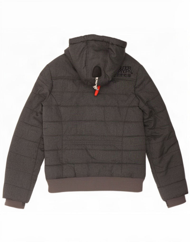 Superdry Γυναικείο μπουφάν με κουκούλα με επένδυση UK 10 Small Grey Polyester