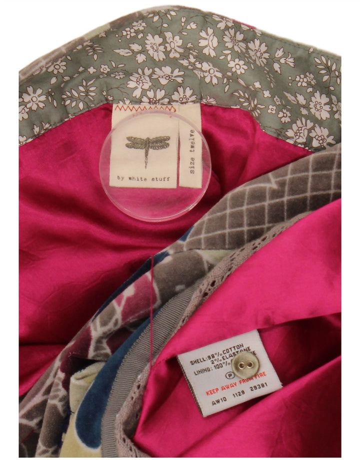 White Stuff Γυναικεία βελούδινη μίνι φούστα UK 12 μεσαία W33 Γκρι φλοράλ βαμβακερή