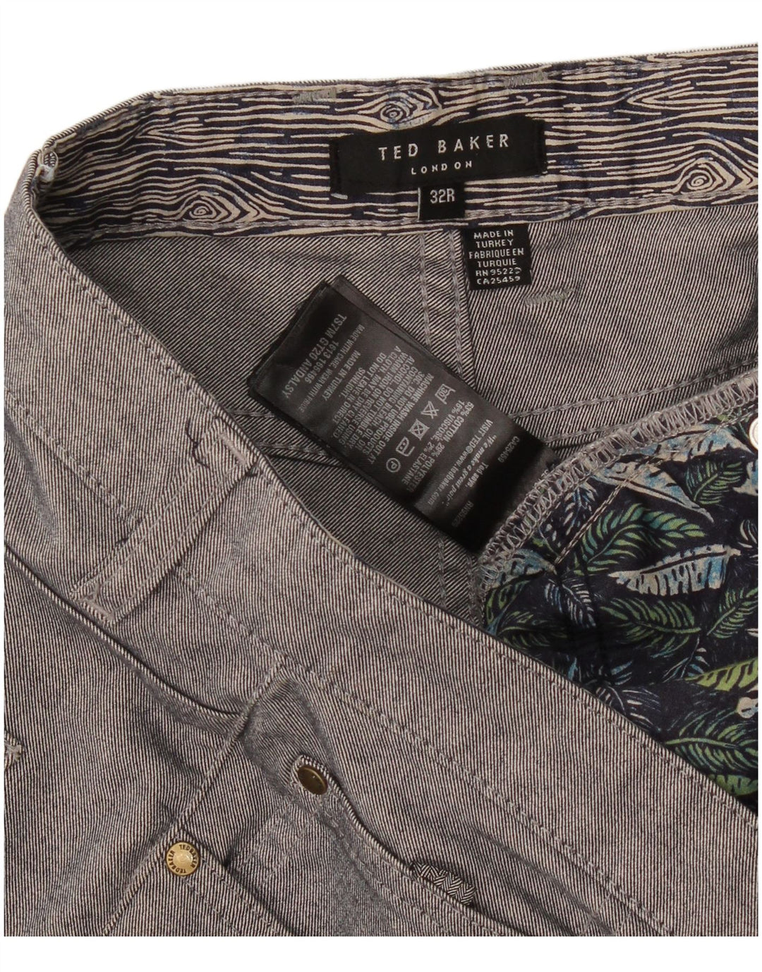 Ted Baker Ανδρικό Slim Casual Παντελόνι W32 L30 Γκρι βαμβακερό