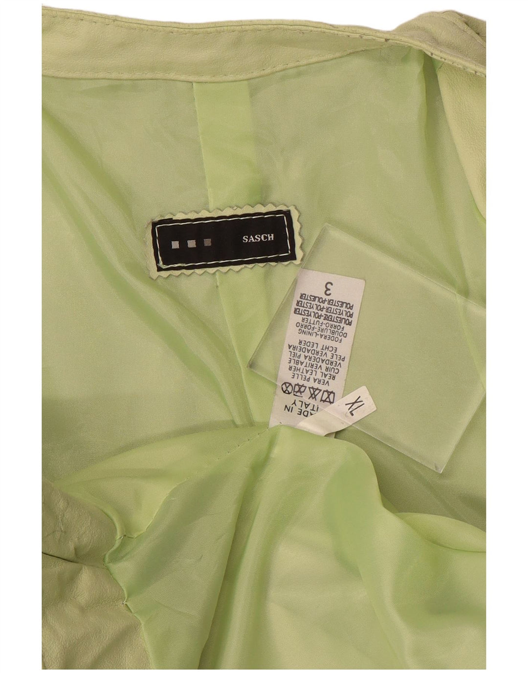 Sasch Womens Crop Leather Jacket UK 18 XL Green Leather