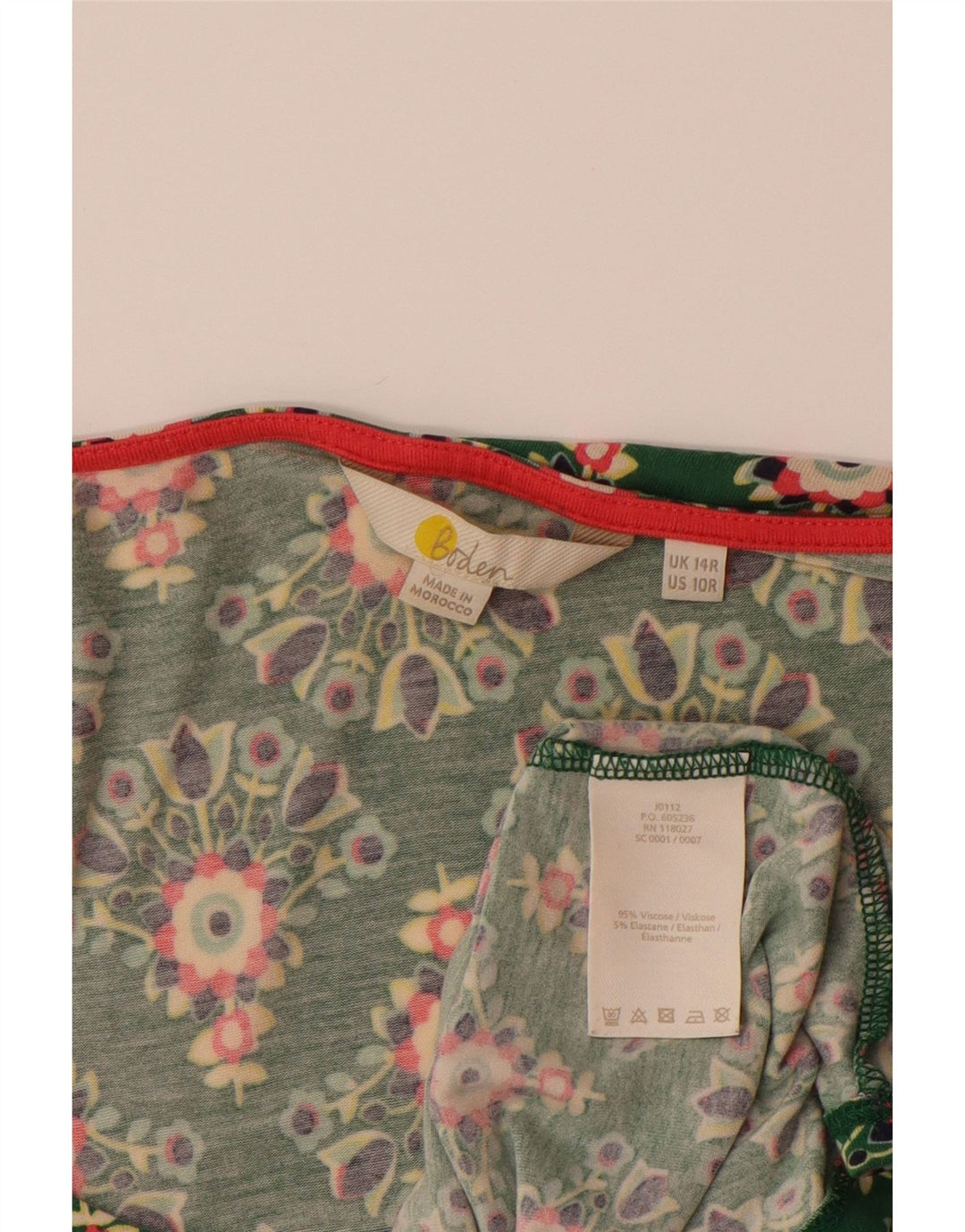 BODEN Γυναικείο φόρεμα 3/4 με μανίκια A-line UK 14 Μεγάλο πράσινο φλοράλ βισκόζη