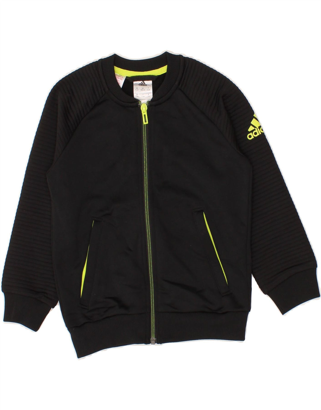 ADIDAS Boys Climalite Graphic Tracksuit Top Jacket 5-6 Years Black Vintage Adidas and Second-Hand Adidas from Messina Hembry 