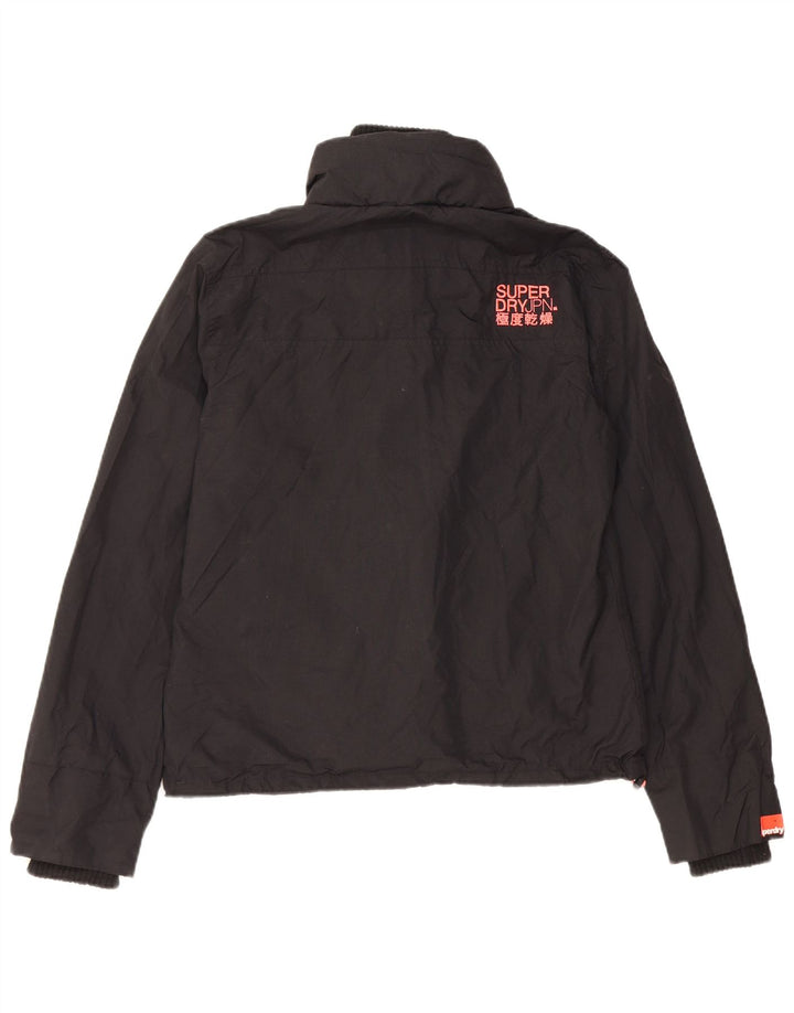 Superdry Womens The Windcheater Windbreaker Jacket UK 16 Large Black Nylon