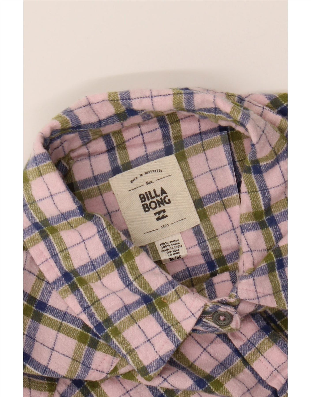 BILLABONG Womens Flannel Shirt UK 14 Medium Pink Check Cotton Vintage Billabong and Second-Hand Billabong from Messina Hembry 