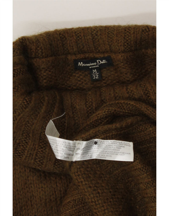 Massimo Dutti Γυναικείο πουλόβερ με ρολό λαιμόκοψη UK 12 Medium Khaki Ακρυλικό