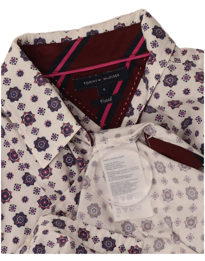 Tommy Hilfiger γυναικείο εφαρμοστό πουκάμισο US 4 Small White Geometric Cotton