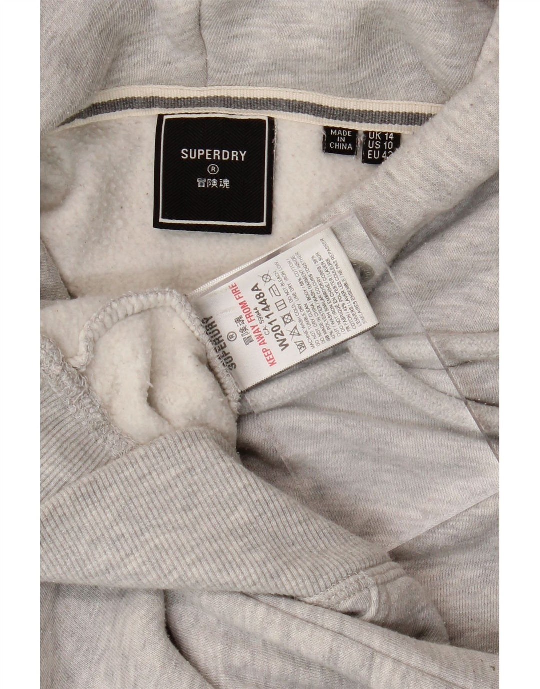 SUPERDRY Womens Hoodie Jumper UK 14 Large Grey Cotton Vintage Superdry and Second-Hand Superdry from Messina Hembry 