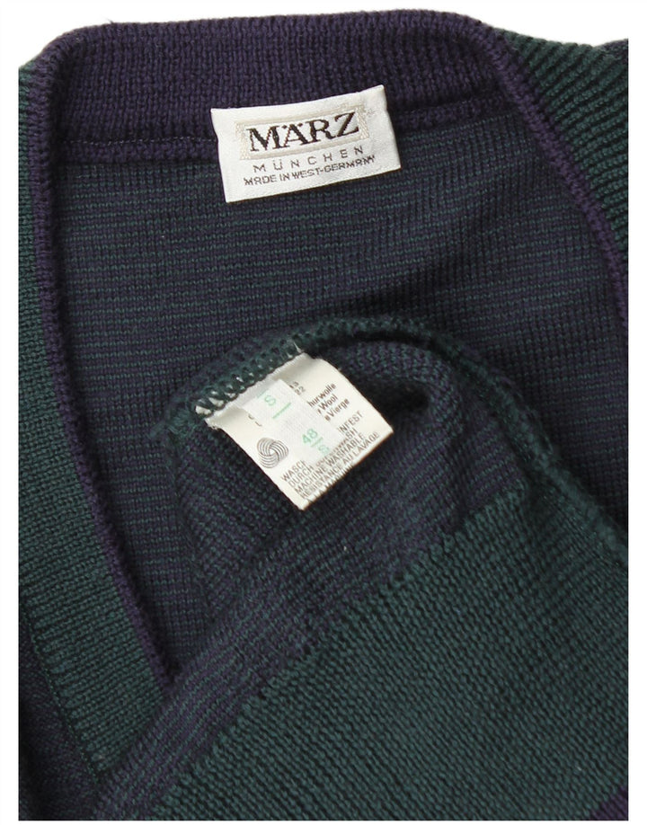 Ανδρικό πουλόβερ MARZ με V λαιμόκοψη Μικρό Navy Blue Argyle/Diamond New Wool