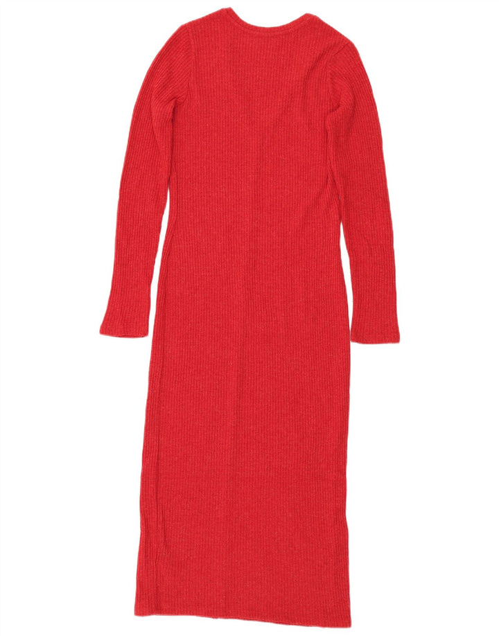 Γυναικείο μακρυμάνικο φόρεμα Zara UK 10 Small Red Polyester