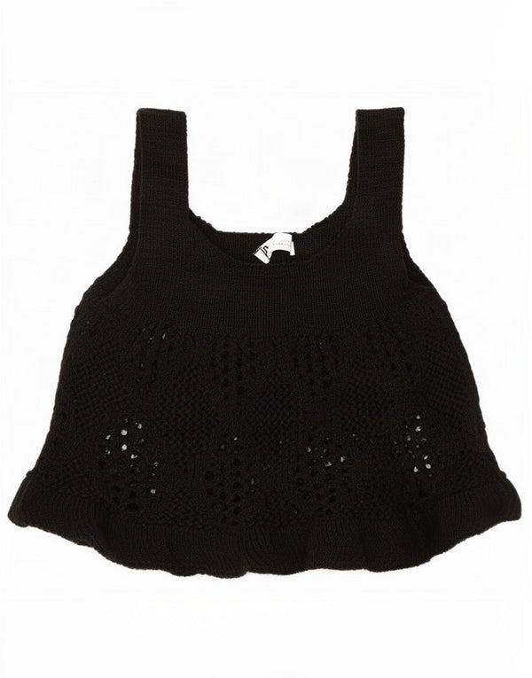 Zara Γυναικείο πλεκτό Cami Top UK 8 Small Black Βαμβακερό
