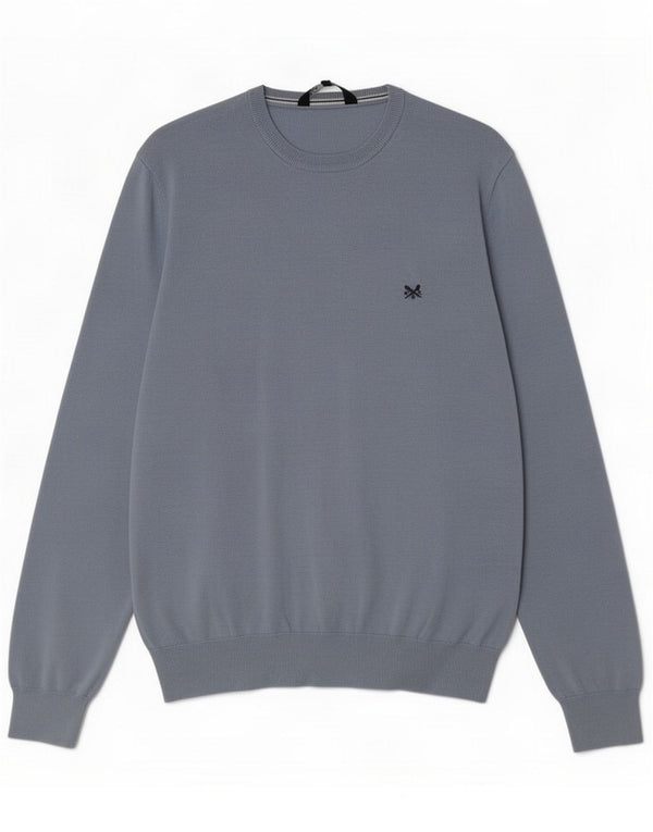 Crew Clothing Mens Crew Neck Jumper πουλόβερ Μεγάλο Μπλε Βαμβακερό