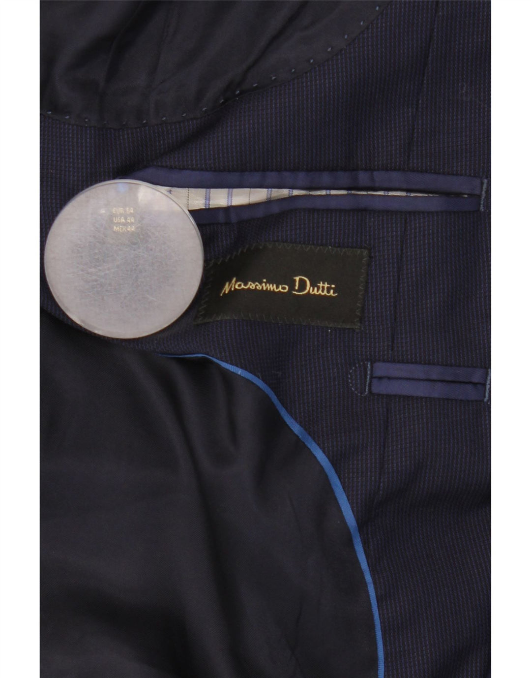 Massimo Dutti Ανδρικό σακάκι μπλέιζερ με 2 κουμπιά EU 54 XL Navy Blue Wool