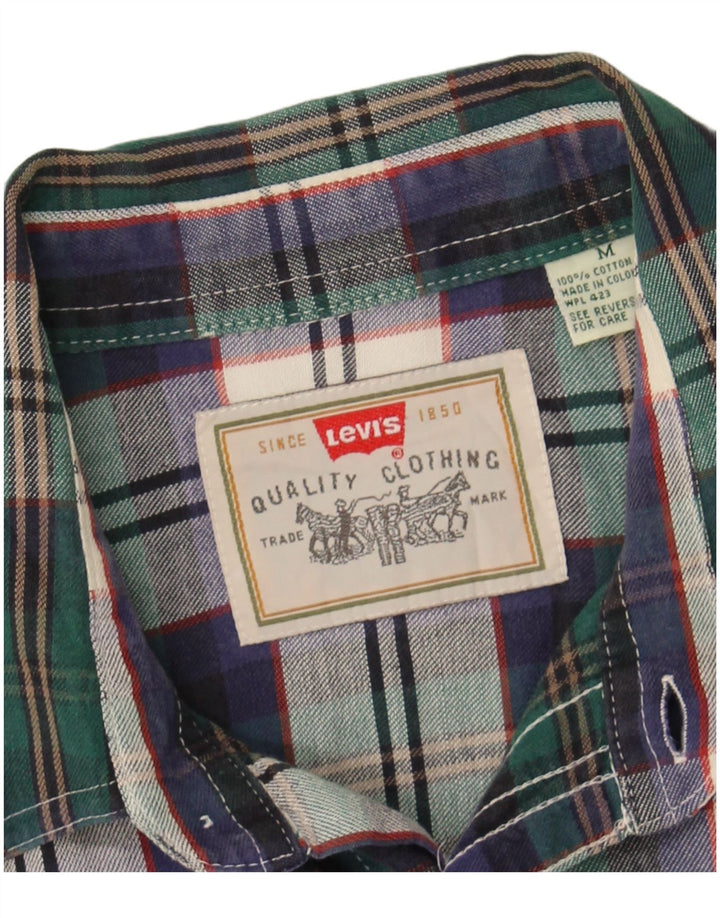 LEVI'S Mens Flannel Shirt Medium Green Check Cotton
