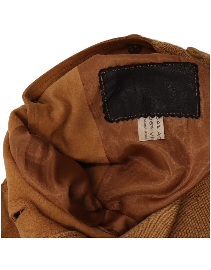 Vintage Ανδρικό Suede Bomber Jacket UK 36 Small Brown Leather