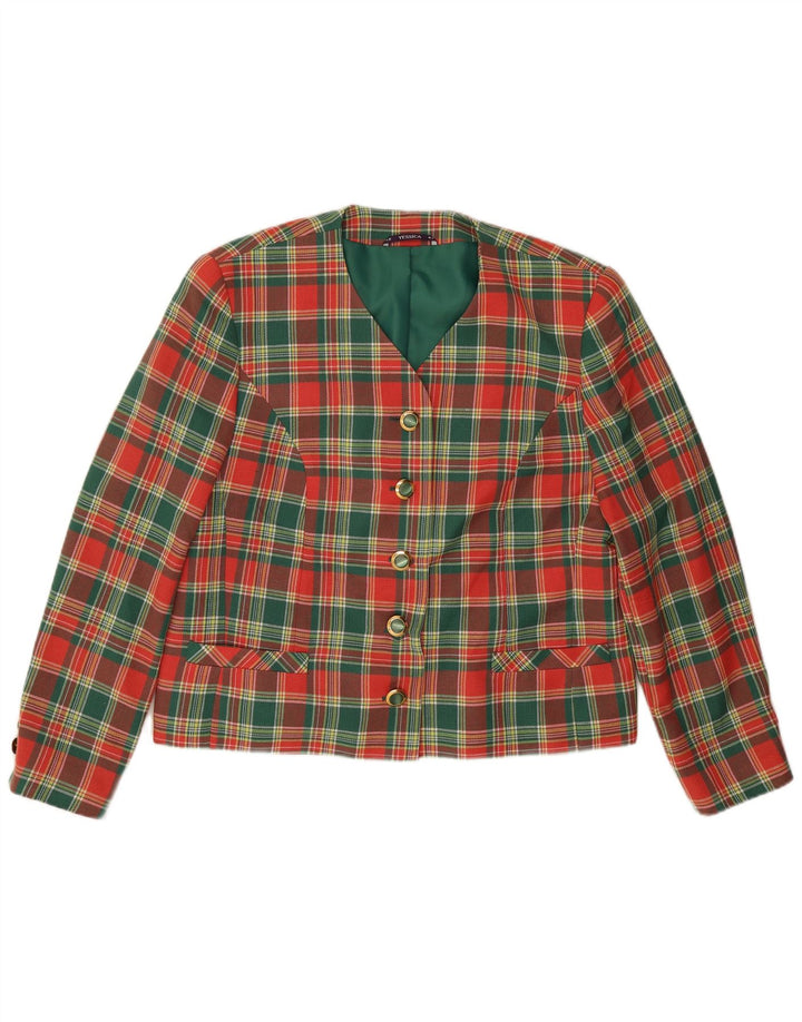 Yessica Γυναικείο Μπουφάν σακάκι με 5 κουμπιά EU 42 Μεγάλο κόκκινο καρό βισκόζη