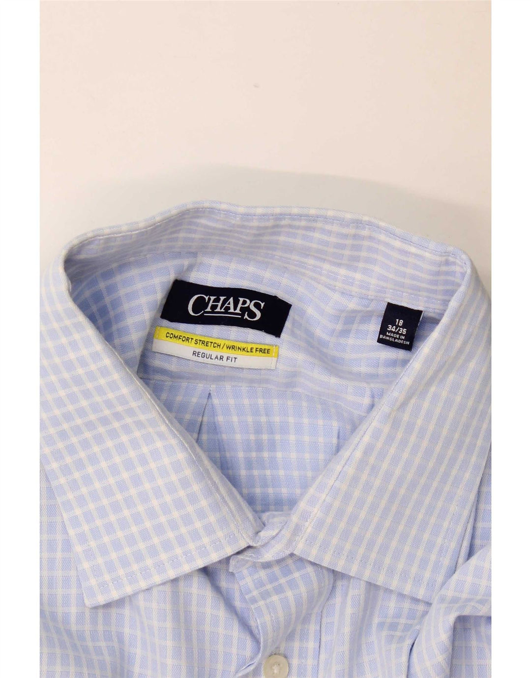 Chaps Ανδρικό πουκάμισο Stretch Regular Fit Size 18 2XL Blue Gingham Cotton