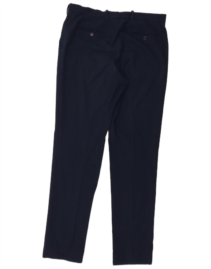 Ανδρικό ίσιο παντελόνι Marks & Spencer W34 L33 Navy Blue Wool