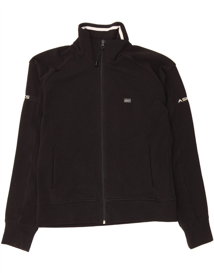 ASICS Womens Tracksuit Top Jacket UK 14 Medium Black Polyester Vintage Asics and Second-Hand Asics from Messina Hembry 