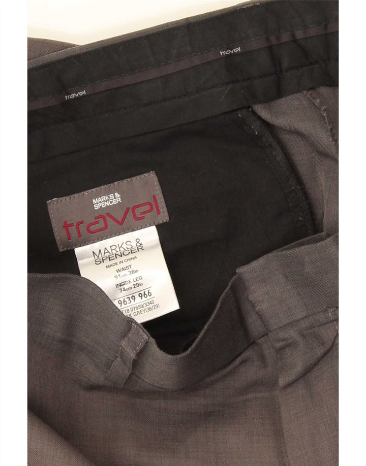 Marks & Spencer Ανδρικό ίσιο παντελόνι Chino W36 L29 Γκρι Πολυεστέρας