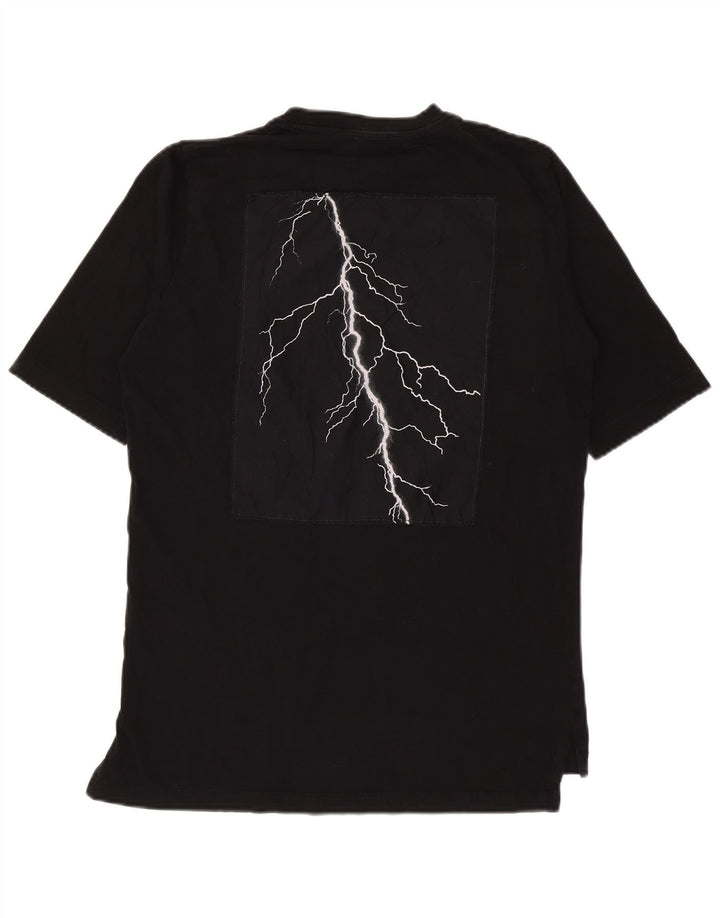 Diesel Ανδρικό γραφικό T-Shirt Top Μικρό μαύρο βαμβακερό