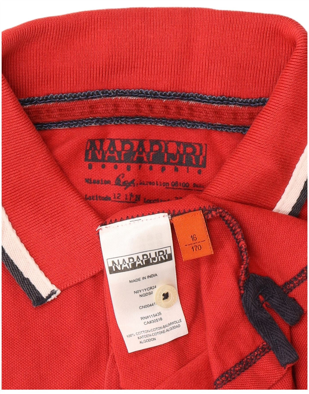Μπλουζάκι πόλο Napapijri για αγόρια 15-16 ετών Κόκκινο βαμβακερό