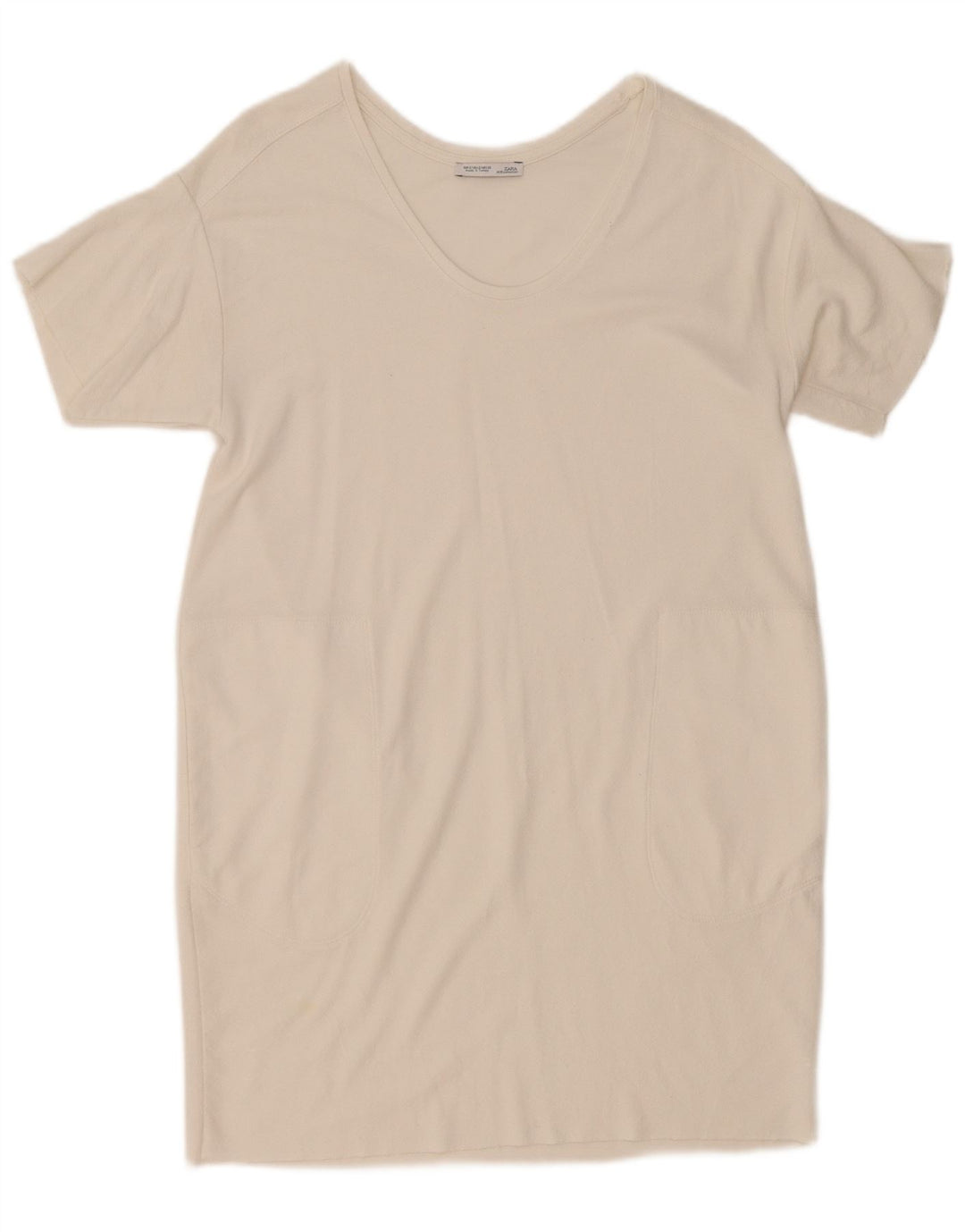 Zara Γυναικείο T-Shirt Φόρεμα UK 10 Small White