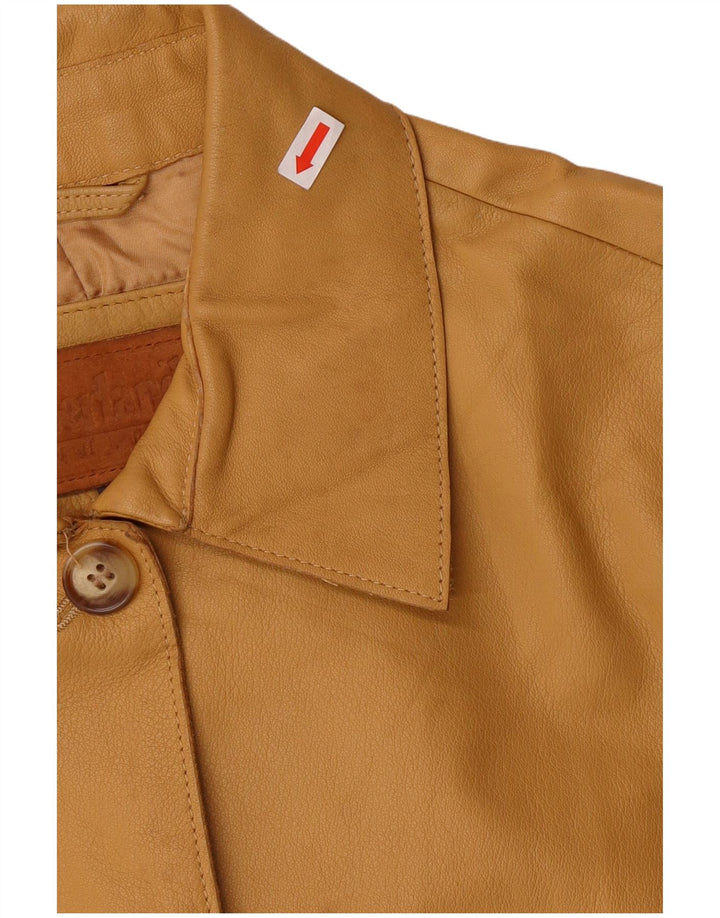 TIMBERLAND Womens Oversized Leather Jacket UK 10 Small Beige Leather