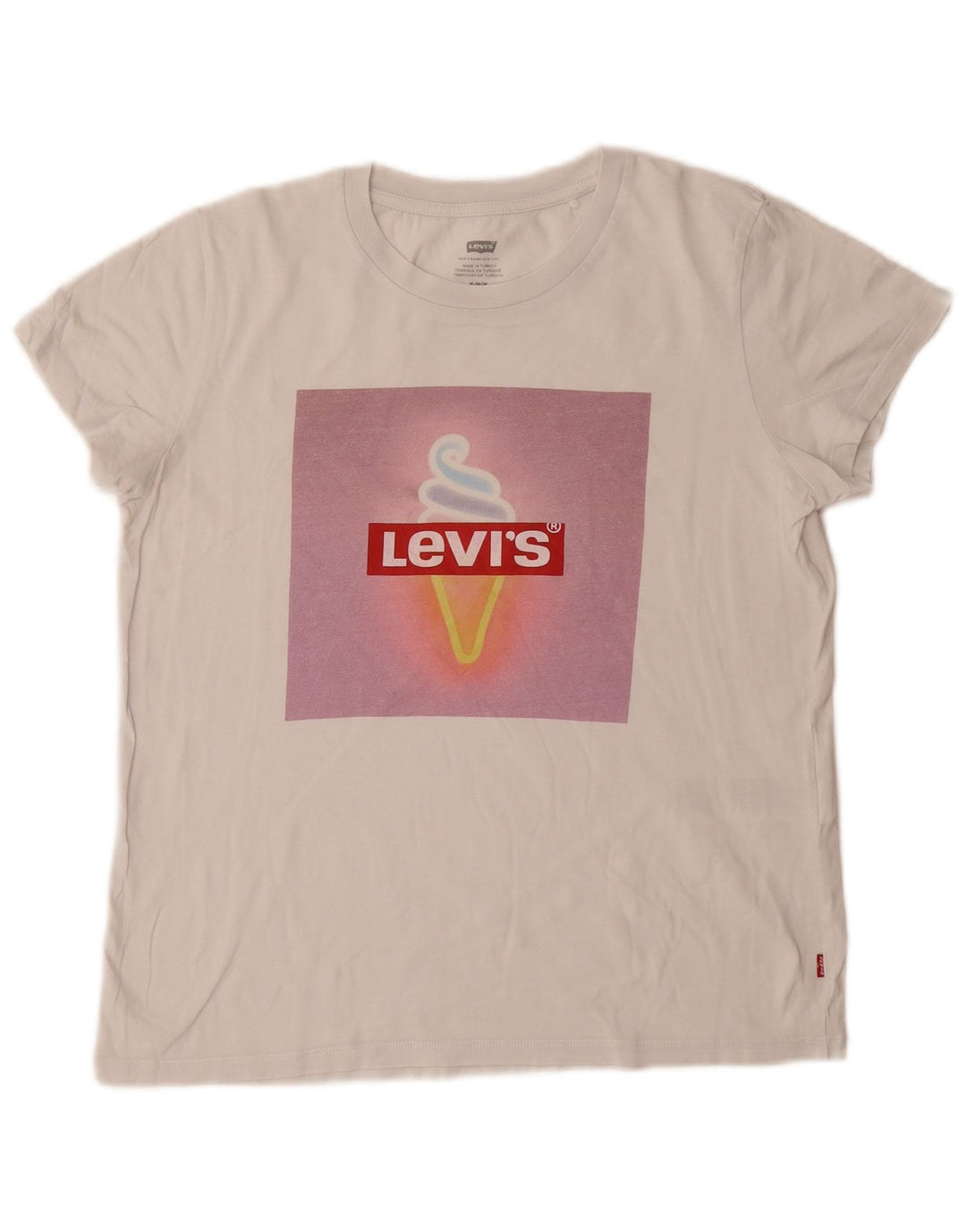 Γυναικείο γραφικό μπλουζάκι LEVI'S Top UK 12 μεσαίο λευκό βαμβακερό