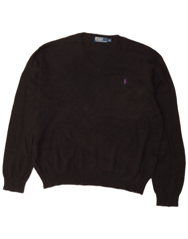 Πόλο Ralph Lauren Ανδρικό πουλόβερ με V λαιμόκοψη XL Μαύρο βαμβακερό